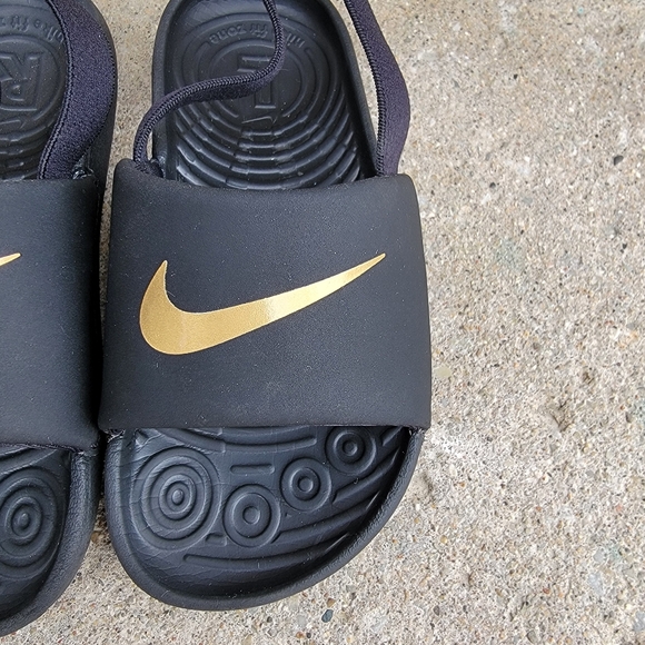 Nike Kawa Black Gold Toddler Slide Sandals 9C - Picture 5 of 11